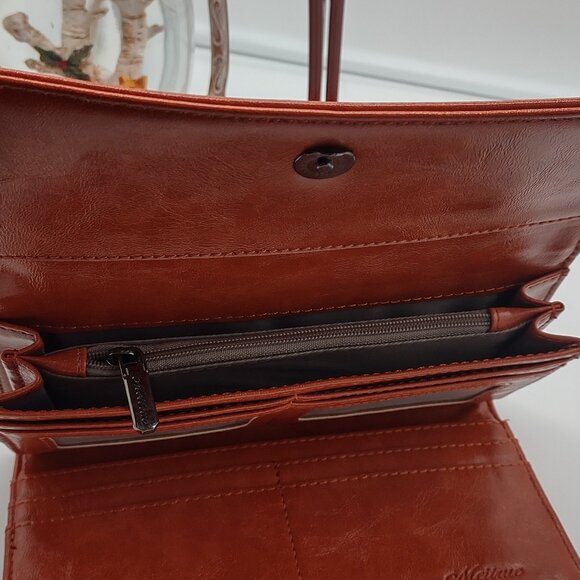 Women's Leather RFID Blocking Trifold Wallet with Embossed Design - Picture 6 of 9